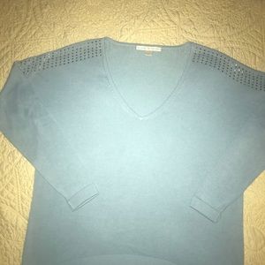 Boston Proper v neck rhinestone sweater Sz M EUC